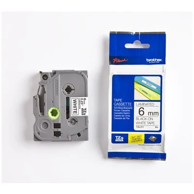 Brother TZE-211 Etiket Beyaz Üzerine Siyah