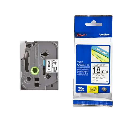 Brother TZE-241 Etiket Beyaz üzerine Siyah