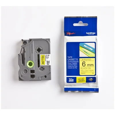 Brother TZE-611 Etiket Sarı Üzerine Siyah