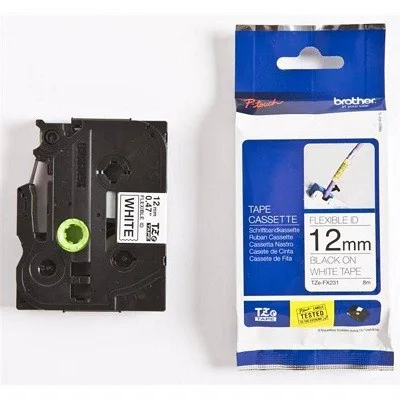 Brother TZE-FX231 Etiket Beyaz Üzerine Siyah