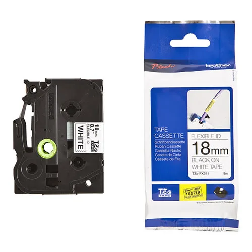 Brother TZE-FX241 Beyaz Üzerine Siyah 