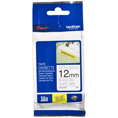 Brother TZE-S231 Etiket Beyaz Üzerine Siyah
