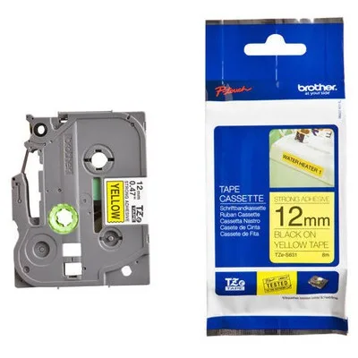 Brother TZE-S631 Etiket Sarı Üzerine Siyah